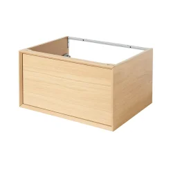 GoodHome Meuble sous vasque 1 tiroir à suspendre Avela placage chêne 60 cm