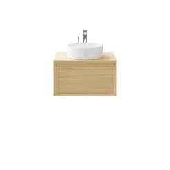 GoodHome Meuble sous vasque 1 tiroir à suspendre Avela placage chêne 60 cm