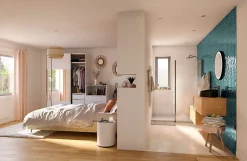 GoodHome Meuble sous vasque 1 tiroir à suspendre Avela placage chêne 80 cm