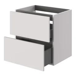 GoodHome Meuble sous vasque 2 tiroirs sans poignées l.60 x H.60 x P.45 cm beige cachemire Kentia