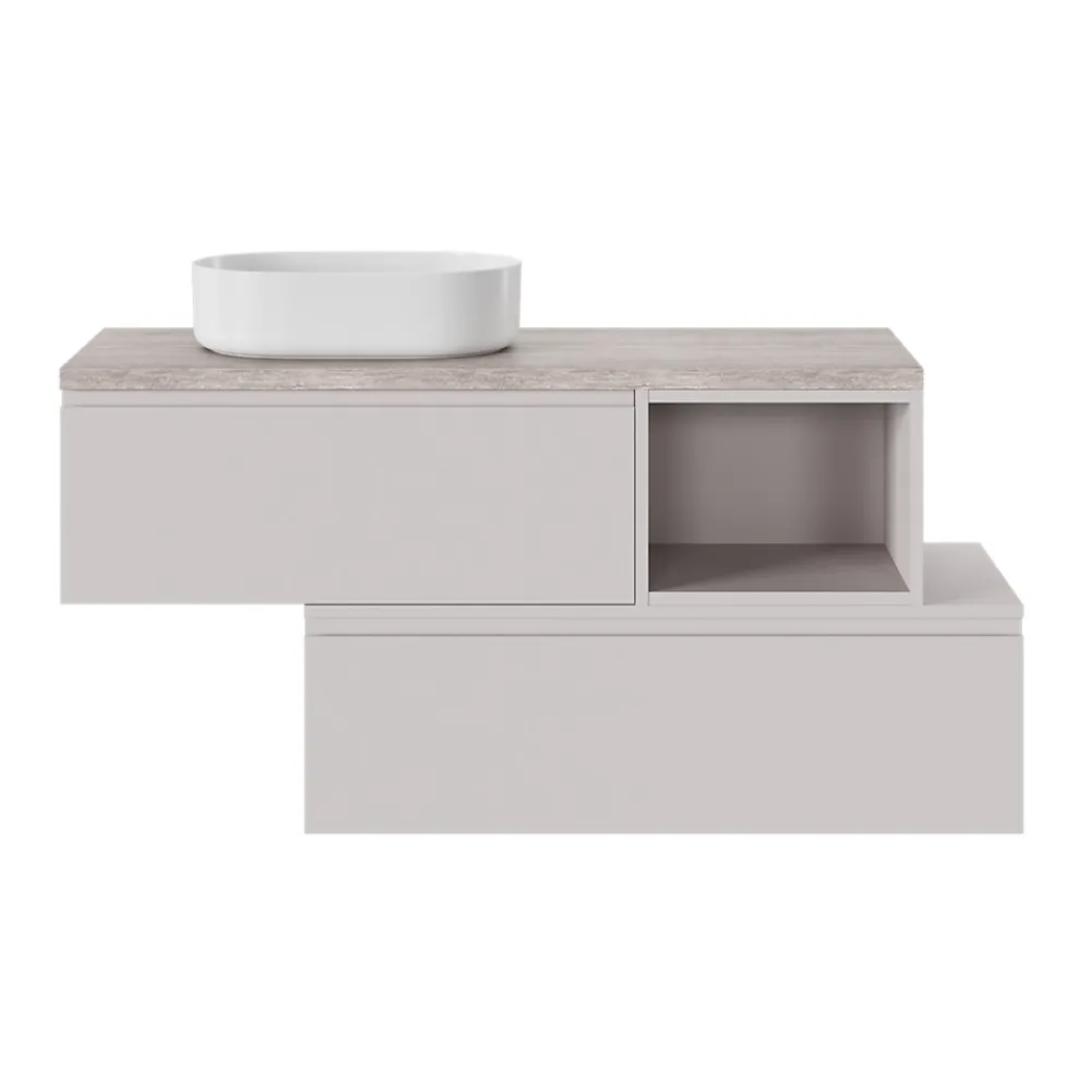 Meuble Sous-Vasque|GoodHome Meuble sous vasque 1 tiroir avec poignée intégrée l.100 x H.30 x P.45 cm beige cashemire Kentia