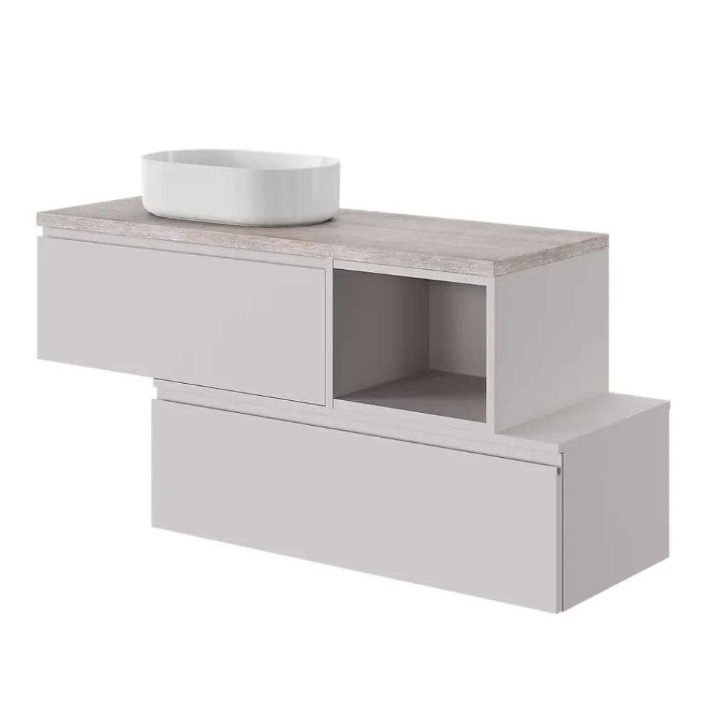 Meuble Sous-Vasque|GoodHome Meuble sous vasque 1 tiroir avec poignée intégrée l.100 x H.30 x P.45 cm beige cashemire Kentia