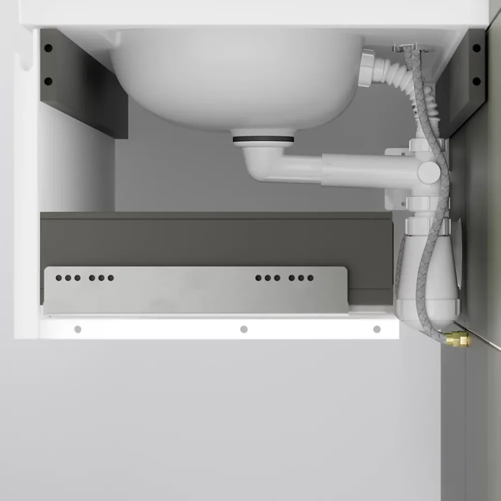 Meuble Sous-Vasque|GoodHome Meuble sous vasque 1 tiroir avec poignée intégrée l.40 x H.30 x P.45 cm effet noyer Kentia