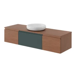 Meuble Sous-Vasque|GoodHome Meuble sous vasque 1 tiroir avec poignée intégrée l.40 x H.30 x P.45 cm effet noyer Kentia