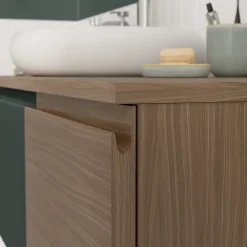 Meuble Sous-Vasque|GoodHome Meuble sous vasque 1 tiroir avec poignée intégrée l.40 x H.30 x P.45 cm effet noyer Kentia