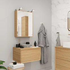 GoodHome Meuble sous vasque 1 tiroir Avela 60 cm à suspendre + plan de toilette 60 cm
