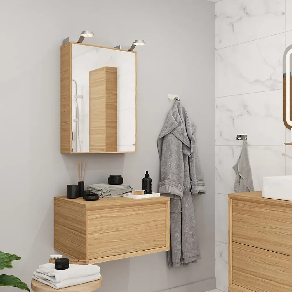 GoodHome Meuble sous vasque 1 tiroir Avela 60 cm à suspendre + plan de toilette 60 cm