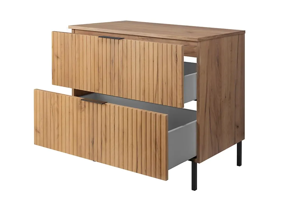 Meuble Vasque|Furnidea Meuble sous vasque avec plan sur pieds FLOW chêne craft 80 cm