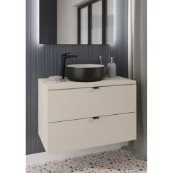 Meuble Sous-Vasque|Meublorama Meuble sous vasque BELLA 80 cm Coloris marron congo Finition mate et design suspendu