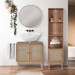 Meuble Sous Lavabo|The Home Deco Factory Meuble sous vasque cannage et bois Bali
