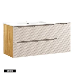 Otitec Meuble sous vasque de 120 cm - avec vasque à encastrer - 2 tiroirs - SEA BEIGE