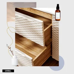 Otitec Meuble sous vasque de 120 cm - avec vasque à encastrer - 2 tiroirs - SEA BEIGE