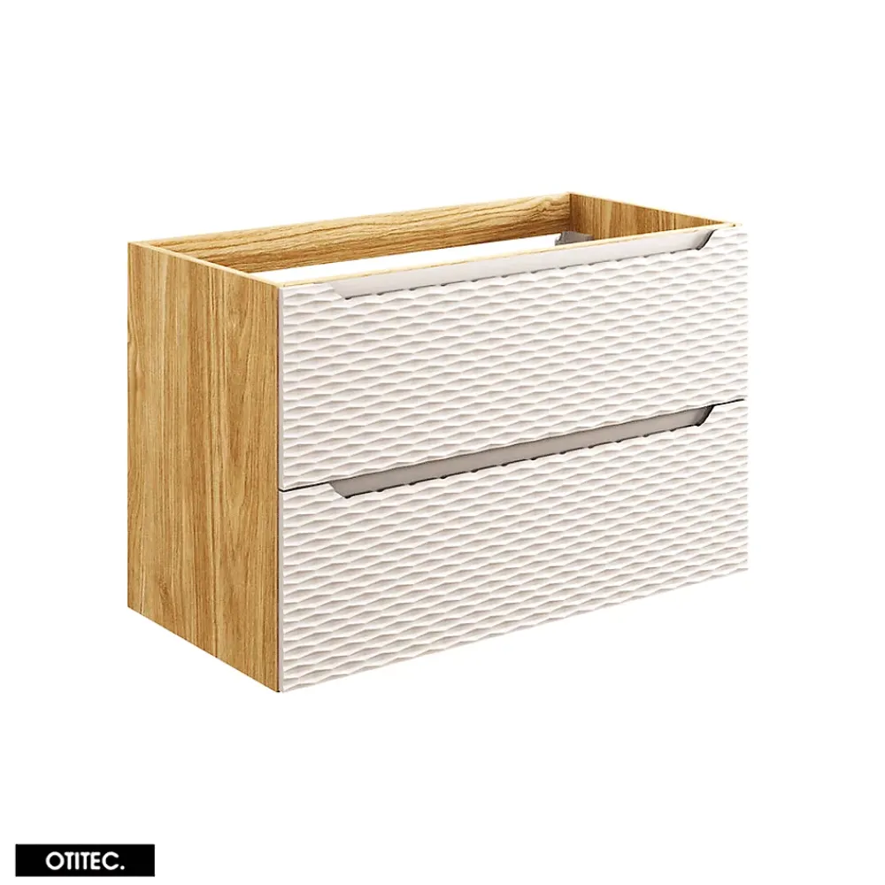 Otitec Meuble sous vasque de 120 cm - avec vasque à encastrer - 2 tiroirs - SEA BEIGE