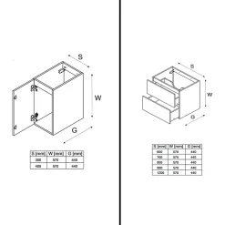 Otitec Meuble sous vasque de 120 cm - avec vasque à encastrer - 2 tiroirs - SEA BEIGE