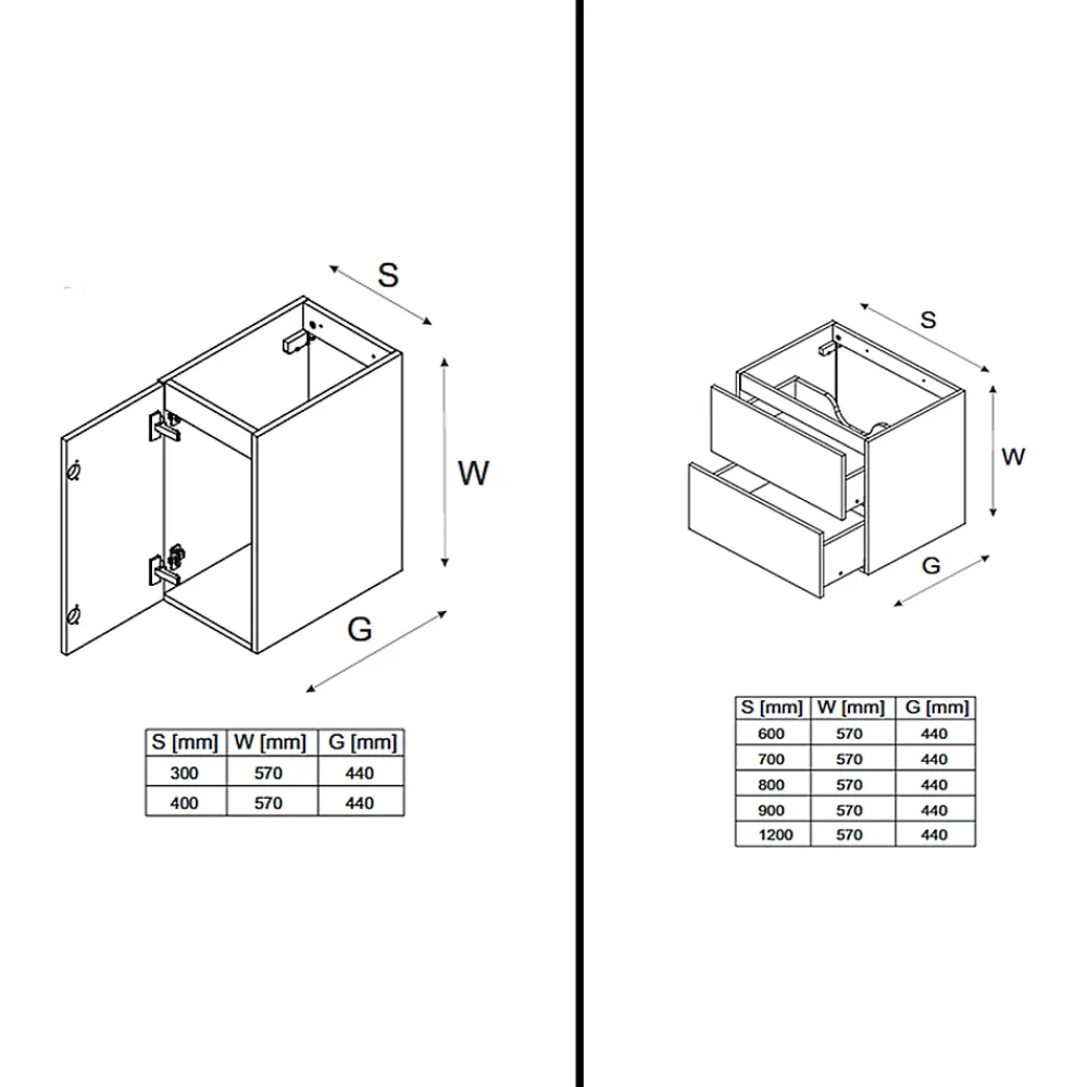 Otitec Meuble sous vasque de 120 cm - avec vasque à encastrer - 2 tiroirs - SEA BEIGE