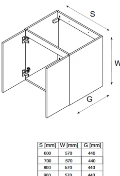 Meuble Sous Lavabo|Otitec Meuble sous vasque de 60 cm - avec vasque à encastrer - 2 portes - SEA BEIGE