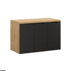 Meuble Sous Lavabo|Otitec Meuble sous vasque de 90 cm - avec plan - 3 portes - SEA BLACK