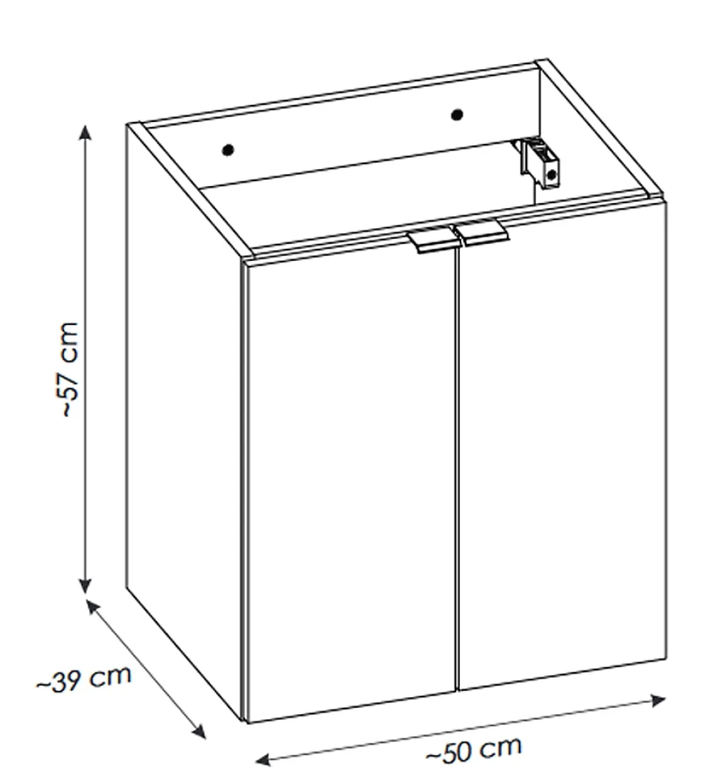 Otitec Meuble sous vasque de 50 cm - avec vasque à poser - avec plan - Oak/Blanc - 2 tiroirs - VOLTA OAK