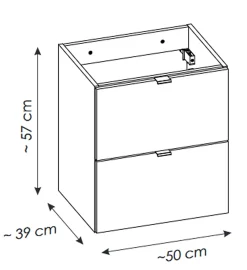 Otitec Meuble sous vasque de 50 cm - avec vasque à poser - avec plan - Oak/Blanc - 2 tiroirs - VOLTA OAK