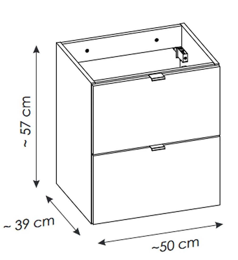 Otitec Meuble sous vasque de 50 cm - avec vasque à poser - avec plan - Oak/Blanc - 2 tiroirs - VOLTA OAK