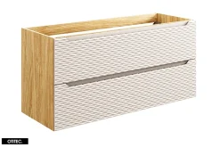 Meuble Sous Lavabo|Otitec Meuble sous vasque de 120 cm - avec plan - avec 2 vasques à poser - 2 tiroirs - SEA BEIGE