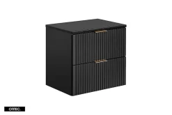Meuble Sous Lavabo|Otitec Meuble sous vasque de 60 cm - avec plan - LIVA BLACK