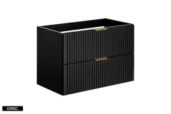 Meuble Sous Lavabo|Otitec Meuble sous vasque de 60 cm - avec plan - LIVA BLACK