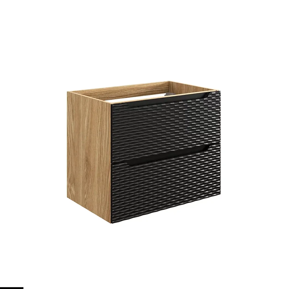 Otitec Meuble sous vasque de 70 cm - avec plan - avec vasque à poser - 2 tiroirs - SEA BLACK