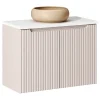 Otitec Meuble sous vasque de 80 cm - avec vasque à poser - avec plan - Cachemire Mat/Blanc - 2 portes - VOLTA CASHMERE