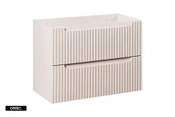 Otitec Meuble sous vasque de 80 cm - avec vasque à poser - avec plan - Cachemire Mat/Blanc - 2 portes - VOLTA CASHMERE