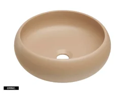 Otitec Meuble sous vasque de 80 cm - avec vasque à poser - avec plan - Cachemire Mat/Blanc - 2 portes - VOLTA CASHMERE
