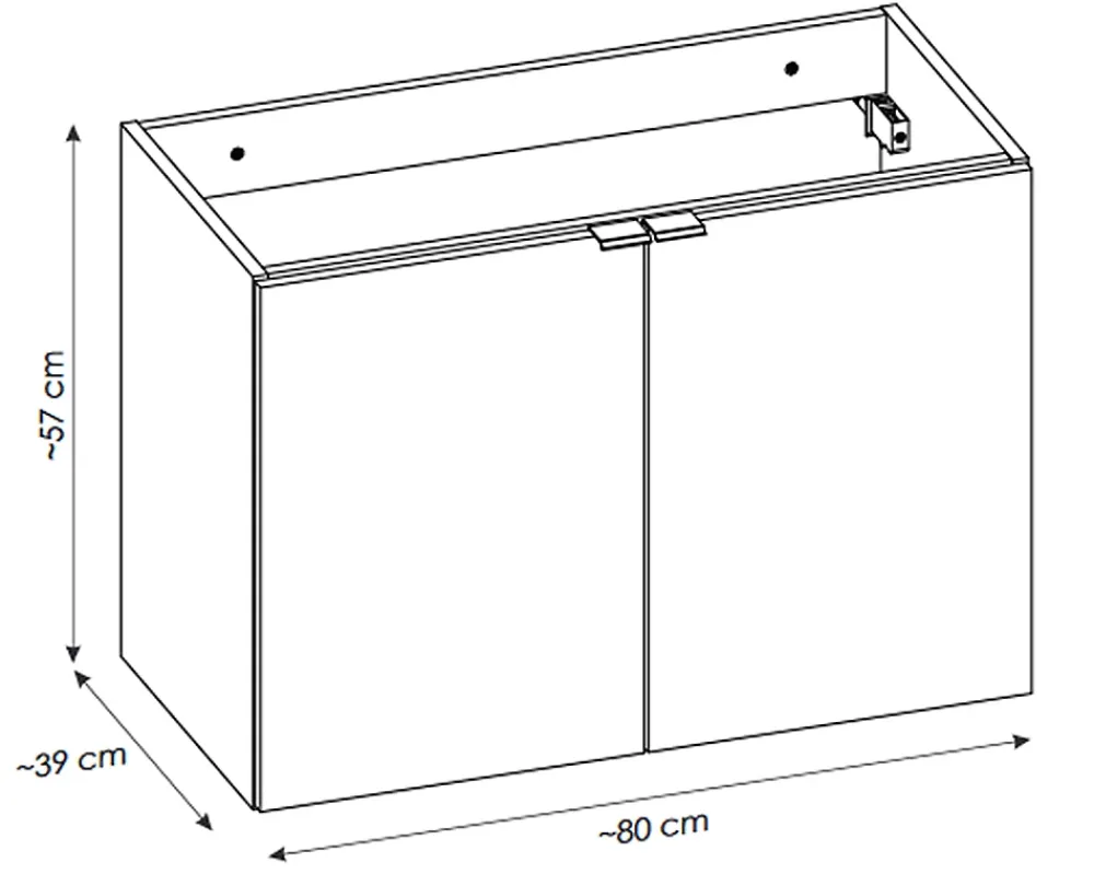 Meuble Sous Lavabo|Otitec Meuble sous vasque de 80 cm - avec vasque à poser - avec plan - Noir/Oak - 2 portes - VOLTA OAK