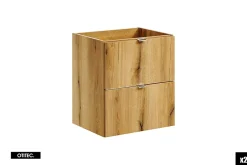 Meuble Sous Lavabo|Otitec Meuble sous vasque de 100 cm - avec 2 vasques à poser - avec plan - Noir/Oak - 4 tiroirs - VOLTA OAK