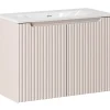 Meuble Sous Lavabo|Otitec Meuble sous vasque de 80 cm - avec vasque à encastrer - Cachemire Mat - 2 portes - VOLTA CASHMERE