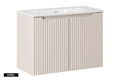 Meuble Sous Lavabo|Otitec Meuble sous vasque de 80 cm - avec vasque à encastrer - Cachemire Mat - 2 portes - VOLTA CASHMERE