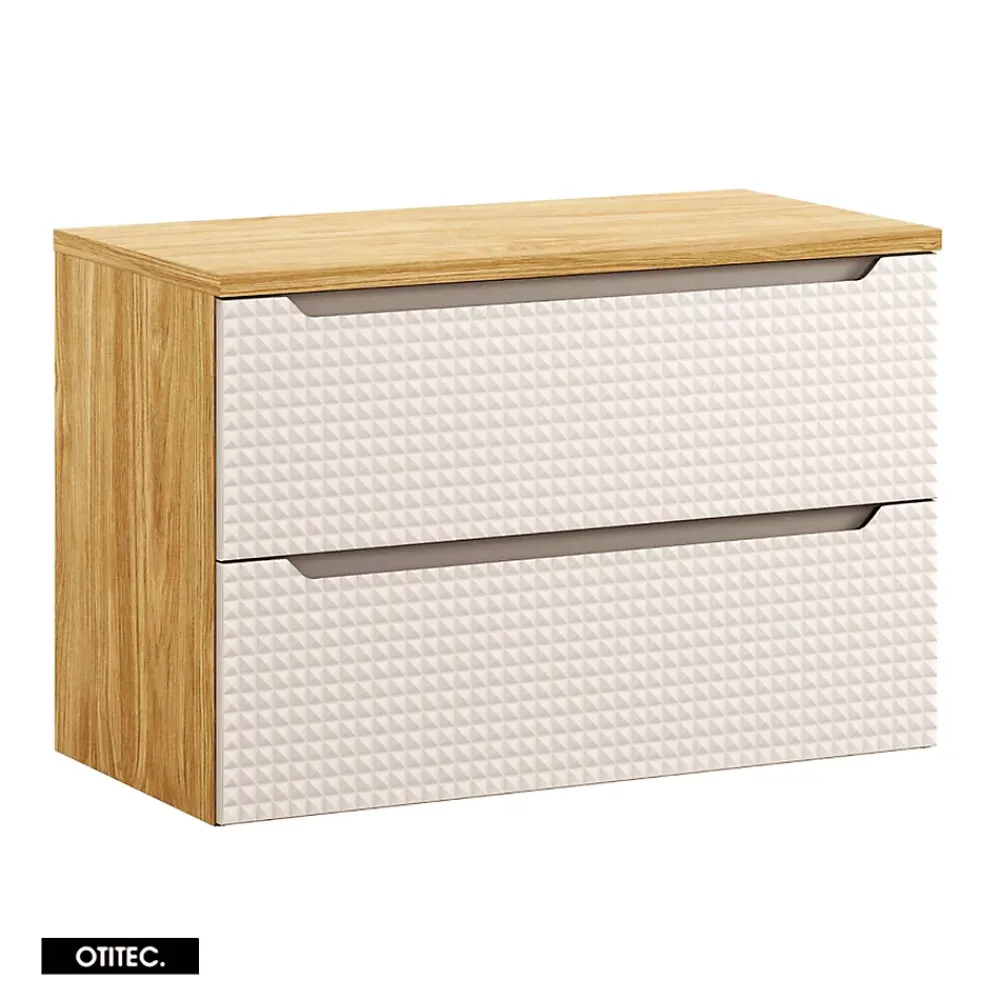 Otitec Meuble sous vasque de 90 cm - avec plan - 2 tiroirs - SETTA