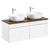 Meuble Sous Lavabo|Otitec Meuble sous vasque de 120 cm - avec 2 vasques à poser - avec plan - 2 tiroirs - MINO