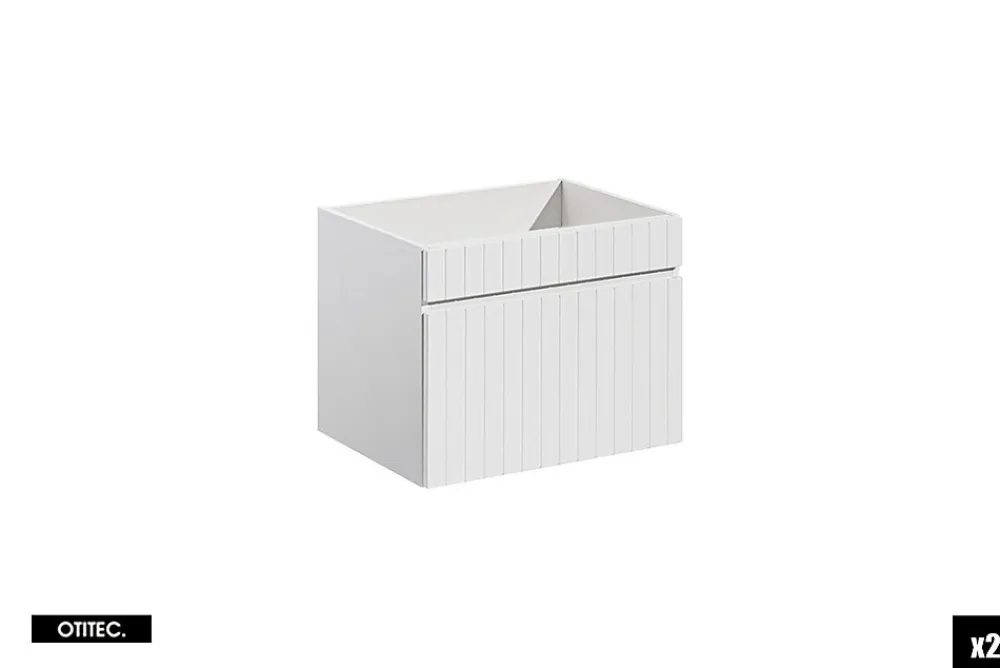 Meuble Sous Lavabo|Otitec Meuble sous vasque de 120 cm - avec 2 vasques à poser - avec plan - 2 tiroirs - MINO