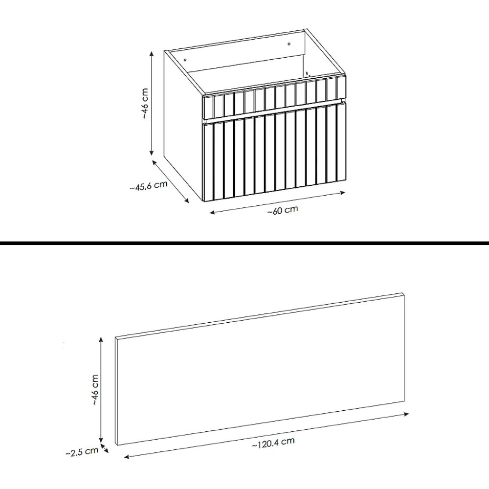 Meuble Sous Lavabo|Otitec Meuble sous vasque de 120 cm - avec 2 vasques à poser - avec plan - 2 tiroirs - MINO