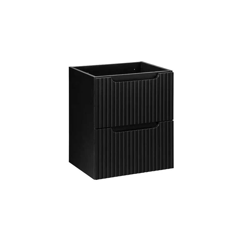 Meublorama Meuble sous vasque de salle de bain VANO 2 tiroirs Noir mat L50 x P39 x H57 cm Meuble suspendu