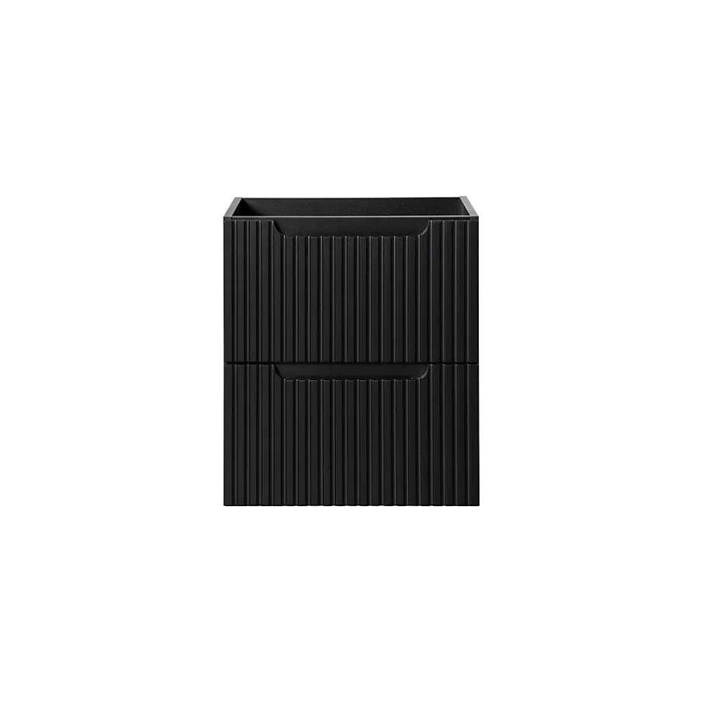 Meublorama Meuble sous vasque de salle de bain VANO 2 tiroirs Noir mat L50 x P39 x H57 cm Meuble suspendu