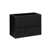 Meublorama Meuble sous vasque de salle de bain VANO 2 tiroirs Noir mat L80 x P39 x H57 cm Meuble suspendu