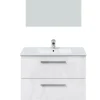 Pegane Meuble sous vasque de salle de bain Suspendu 80 cm avec 2 tiroirs + Miroir - Hauteur 57 x Longueur 80 x Profondeur 45 cm