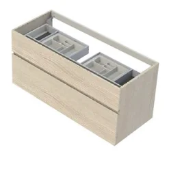 Cooke & Lewis Meuble sous vasque effet chêne l.120 cm 2 tiroirs, Calao