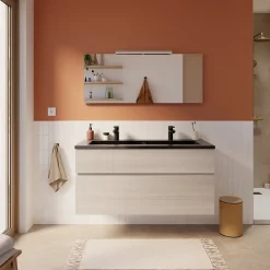 Cooke & Lewis Meuble sous vasque effet chêne l.120 cm 2 tiroirs, Calao