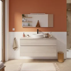 Cooke & Lewis Meuble sous vasque effet chêne l.120 cm 2 tiroirs, Calao