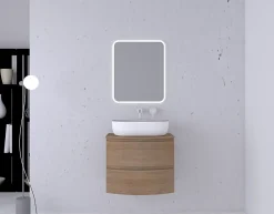 Meuble sous vasque effet bois l.69 x H.55 xP.51 cm, Vague