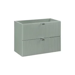 Meublorama Meuble sous vasque ELVINA 80 cm 2 tiroirs Vert sauge pastel Meuble suspendu