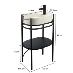 Meuble Buanderie|Homesight Meuble sous vasque en métal l.55 x H.89,5 x P.37,5 cm, Pao
