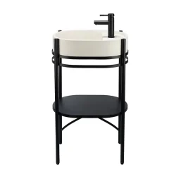 Meuble Buanderie|Homesight Meuble sous vasque en métal l.55 x H.89,5 x P.37,5 cm, Pao